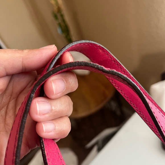 MCM COGNAC VISETOS WITH PINK LEATHER ACCENTS DRAWSTRING SHOULDER BAG - Picture 6 of 16